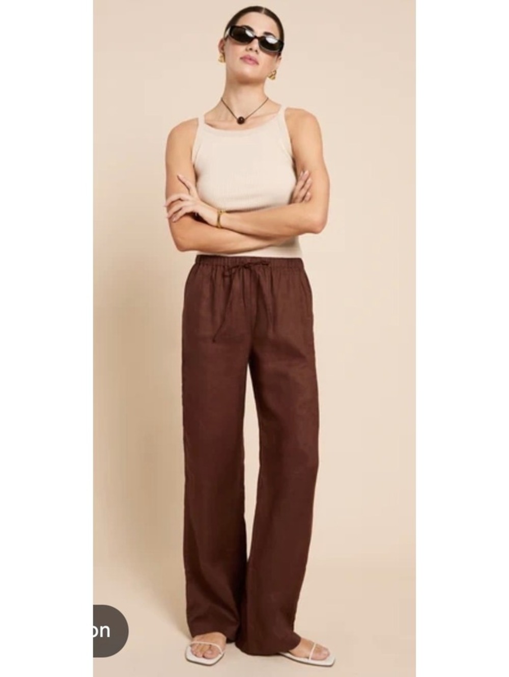 CAARA by Few Moda Paloma Linen Pants in Coffee Women’s Size M NWT